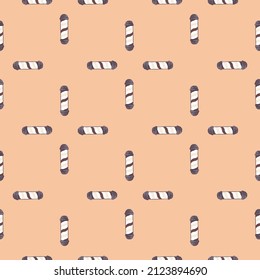 Barber's pole seamless pattern. Barbershop background. Repeated texture in doodle style for fabric, wrapping paper, wallpaper, tissue. Vector illustration.