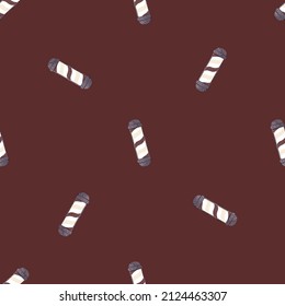 Barber's pole seamless pattern. Barbershop background. Repeated texture in doodle style for fabric, wrapping paper, wallpaper, tissue. Vector illustration.