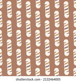 Barber's pole seamless pattern. Barbershop background. Repeated texture in doodle style for fabric, wrapping paper, wallpaper, tissue. Vector illustration.