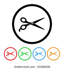 Barber's Shears Scissors Icon with Color Variations