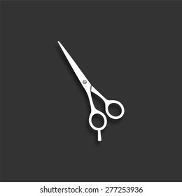 Barber's shears scissors icon with shadow - vector illustration