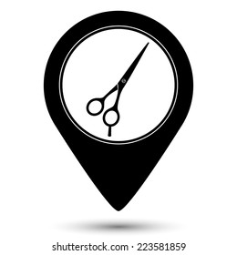 Barber's Shears Scissors icon - vector map pointer