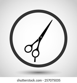 Barber's shears scissors vector icon - black illustration
