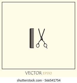 Barber's Shears Scissors Vector Icon.
