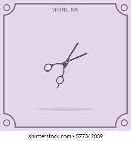Barber's Shears Scissors Vector Icon.