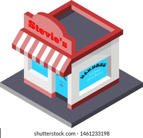 Barbers Shop with Roof Sign