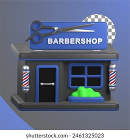 Barbershop in 3d Illustration of Barbershop Theme