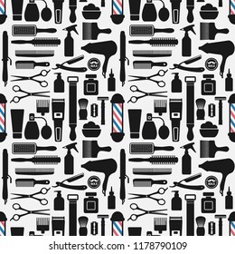 barbershop accessories seamless pattern