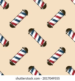 Barbershop background, seamless pattern with Barber Pole