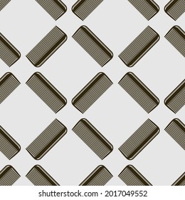 Barbershop background, seamless pattern with comb