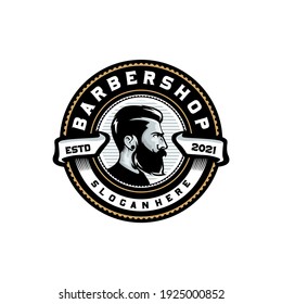 Barbershop badge logo design template