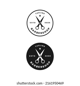 Barbershop badge logo design vector illustration