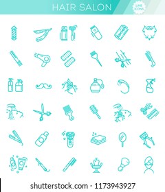 Barbershop and beauty salon vector icons set