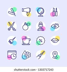 Barbershop and Beauty salon vector icons set