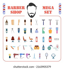 barbershop bir or mega set icon, isolated barbershop set sign icon, vector illustration