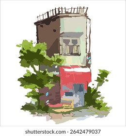 barbershop building sketch illustration. Good for poster, cover book or print art