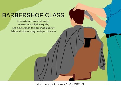 Barbershop class background. Can use for banner, poster, card and brochure. Vector flat illustration