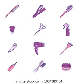 Barbershop collection isolated on white backdrop. Vector icons