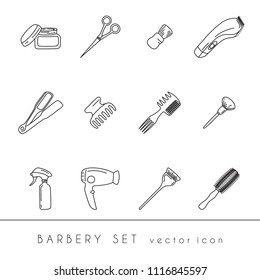 Barbershop collection isolated on white backdrop. Vector icons