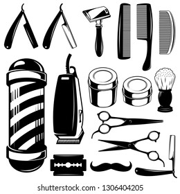 Barbershop collection tools vector.