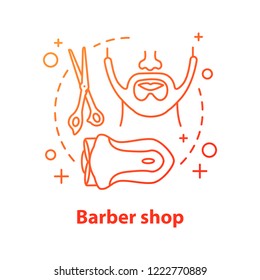 Barbershop concept icon. Men grooming idea thin line illustration. Barbershop. Men beard style. Vector isolated outline drawing