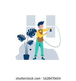 Barbershop cuts and smooths customer's hair vector illustration, suitable for landing page, ui, website, mobile app, editorial, poster, flyer, article, and banner