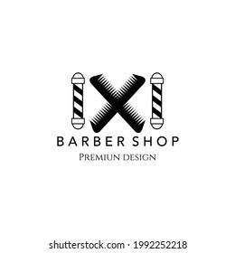 barbershop design vintage logo minimalist illustration premium creative