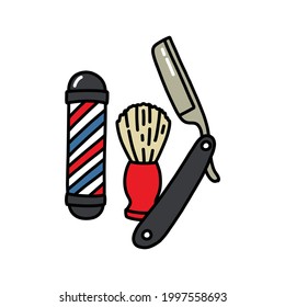 barbershop doodle icon, vector illustration