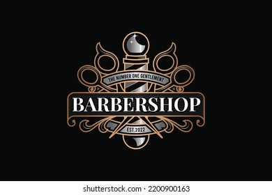 Barbershop Elegant Gold Logo Template