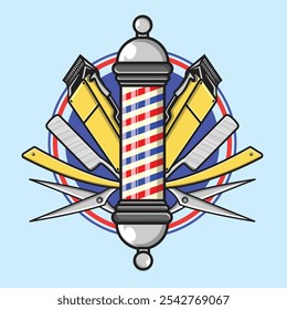 Barbershop elements cartoon vector illustration