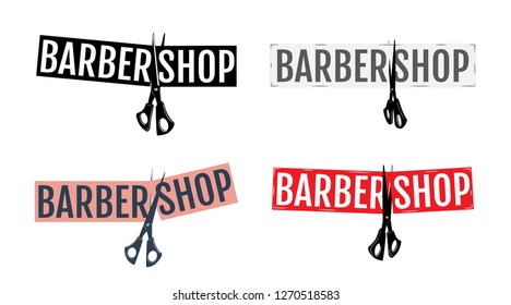 Barbershop emblem with scissors