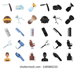 Barbershop and equipment cartoon,black icons in set collection for design. Haircut and shave vector symbol stock web illustration.