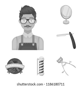 Barbershop and equipment monochrome icons in set collection for design. Haircut and shave vector symbol stock web illustration.