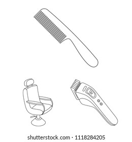 Barbershop and equipment outline icons in set collection for design. Haircut and shave vector symbol stock web illustration.