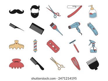 Barbershop Equipment Tools Element Set