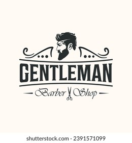 barbershop fashion haircut vintage logo vector minimalist illustration design, barbershop business symbol design