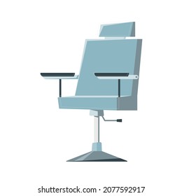 Barbershop flat composition with isolated image of clients chair with rests for arms vector illustration