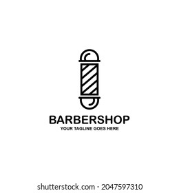 Barbershop flat logo vector. Barber pole logo
