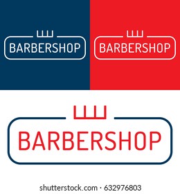 Barbershop. Flat vector icon, logo, symbol, design illustration on white, red, dark background. Can be used business company.