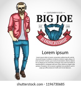 Barbershop flyer with a ribbon and beard