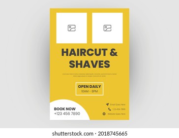 Barbershop flyer template. Barbershop haircut poster leaflet design.
Hairstyle barber saloon flyer poster leaflet template design.