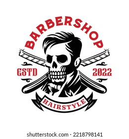 Barbershop gentleman label logo template