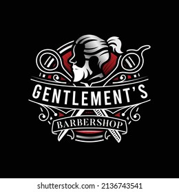 Barbershop gentleman vector logo template