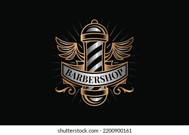 Barbershop Gold Unique Vintage Logo Template