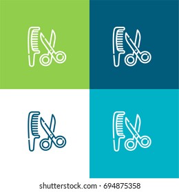 Barbershop green and blue material color minimal icon or logo design