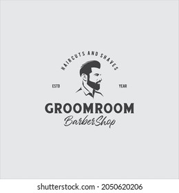 Barbershop Groom Room Logo Design Vector Image