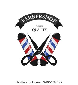 Barbershop hair cut salon logo symbol vector with scissor icon