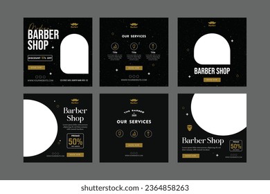 plantilla de publicación en redes sociales de peluquería de barbershop. ideas de contenido para comprar en vintage barbershop flyer. ilustrador vectorial de banner de promoción editable. 