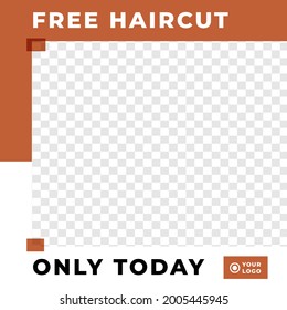 Barbershop hair salon grand opening discount social media post template brown retro minimalis style