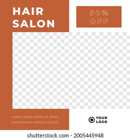 Barbershop hair salon grand opening discount social media post template brown retro minimalis style